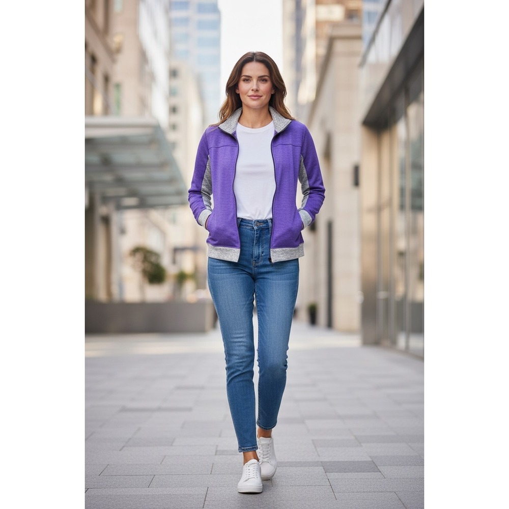 EUC Made For Life Women Purple Space Dye Quick-Dri Full Zip Track Jacket Size L